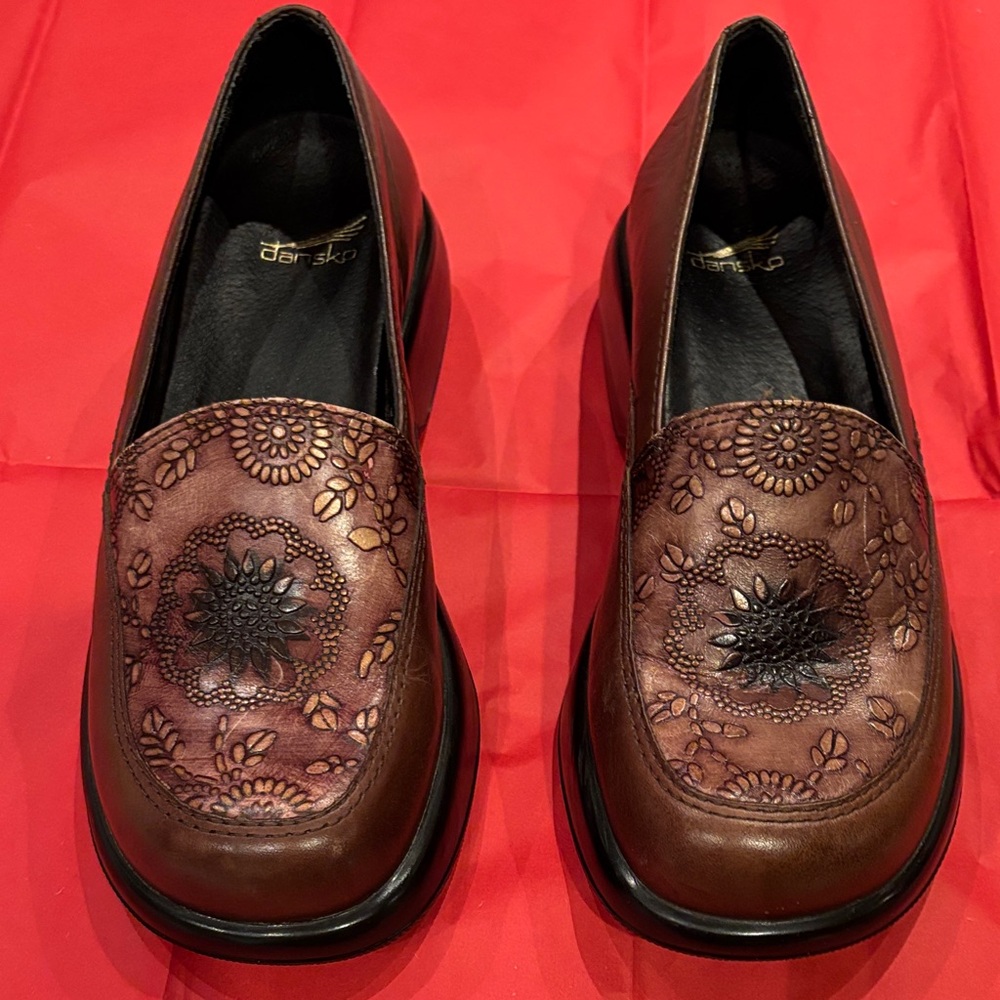 Dansko Brown Floral Loafers